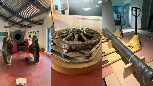 Spanish Armada Cannon, and Wheel recovered from the La Trinadad Valencera Ship